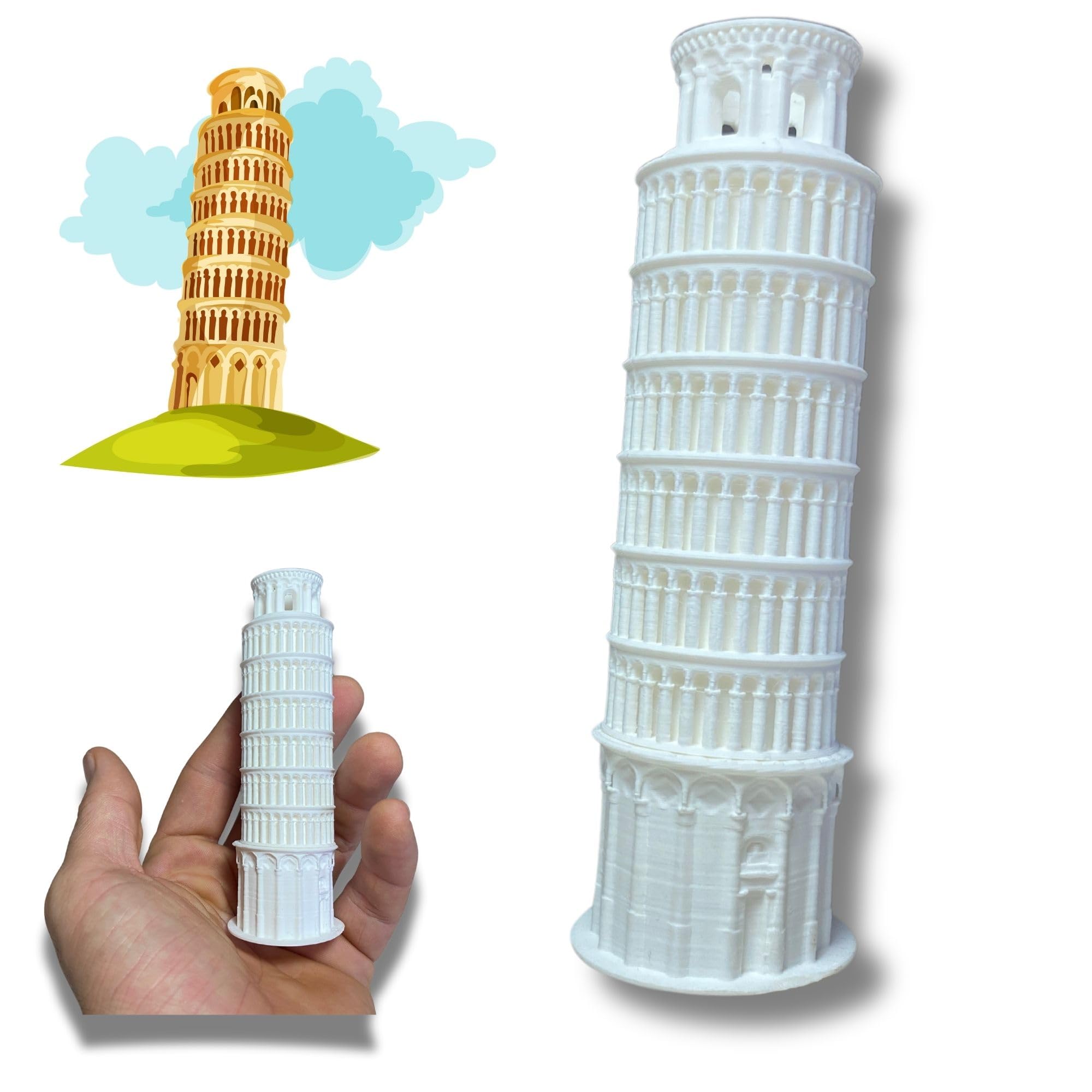 Pisa Tower Model - PLA Replica of Leaning Tower of Pisa - Unique Desk Decor, Italian Souvenir, Home Decoration