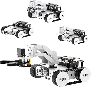 Qtruck 4-in-1 Smart Robot Car for Microbit V2 Programming STEM Project Educational Robot Kit Tracked Tank Car for Robotic Beginner Learn Microbit Graphical Makecode Coding Car with Microbit V2