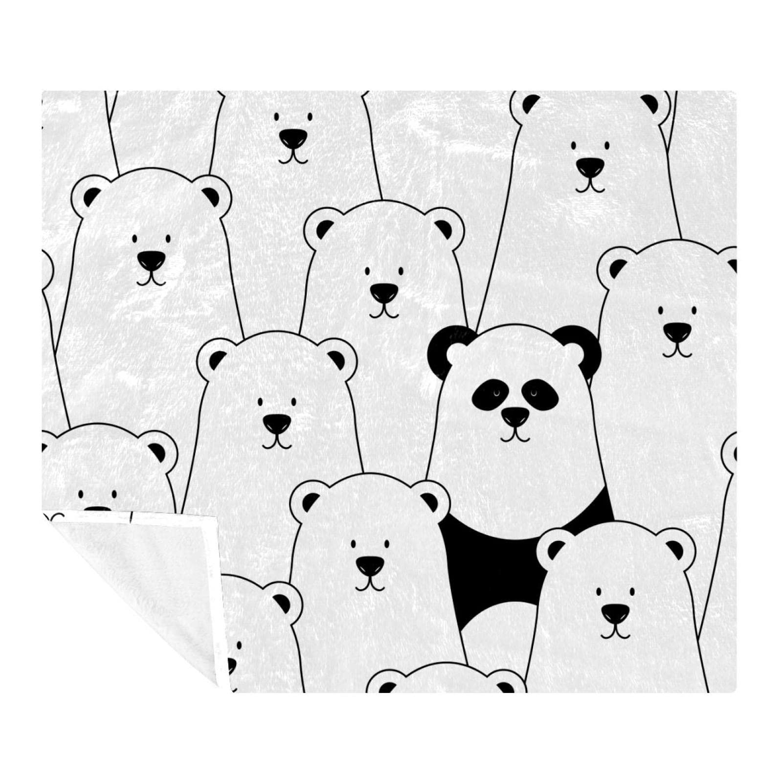 Couverture en microfibre 150x200 cm plaid ours polaire et panda pour lit et canapé