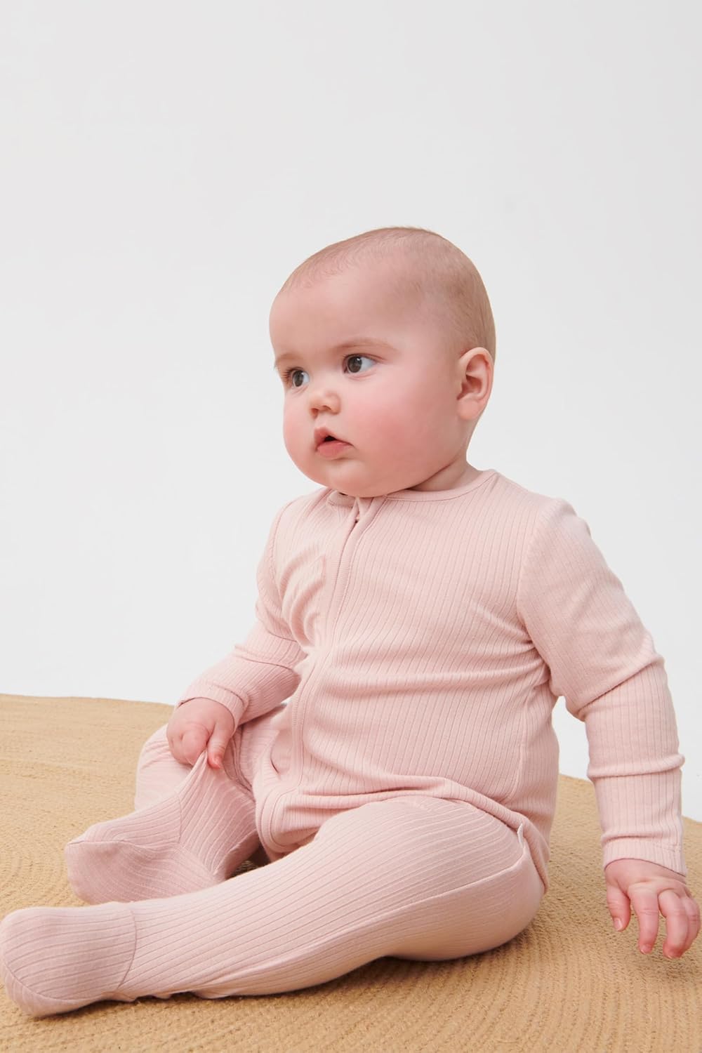 MORI Baby Ribbed Clever Pajamas with Two-Way Zips & Scratch Mitts – Footed Nightwear – Viscose from Bamboo & Cotton - Image 4