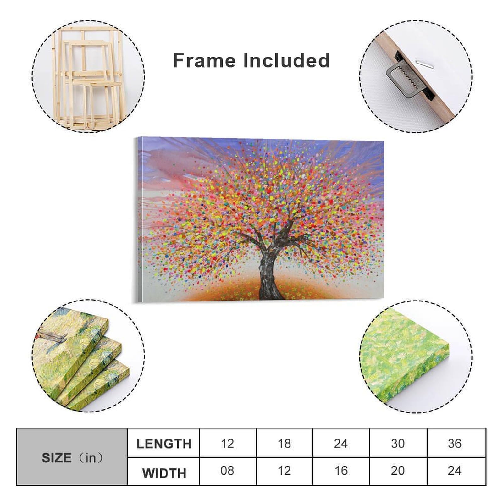 Amazon.co.jp: カラフルな木々 抽象芸術 植物 葉 自然 北欧 絵画