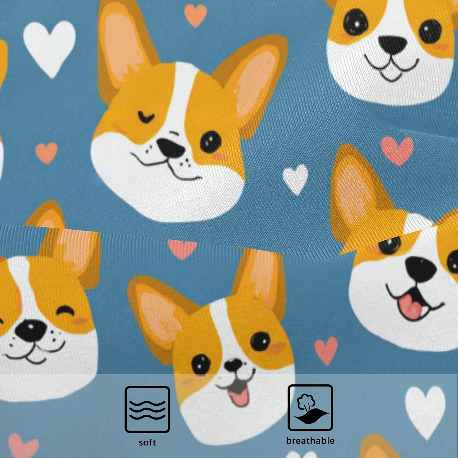 Girls Two Piece Swimsuits Cute Corgis Face Heart Bikini Set Swimwear Kids Bathing Suit for Girls 5-12 Years