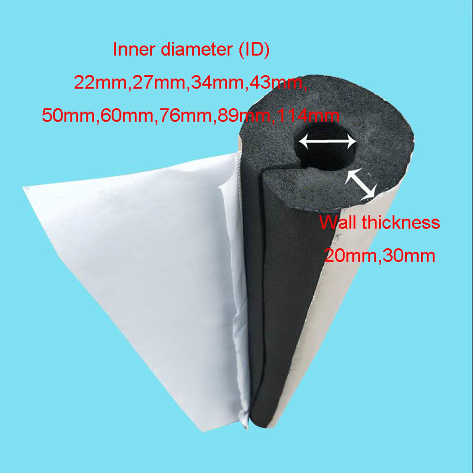 Autoadhesivo Aislamiento De Tubería Largo 98cm Tubo De Aislamiento Utilizado En Exteriores, Baño, Calentador De Agua Solar/Wall thickness 30mm / ID60mm