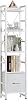 TREETALK 5 Tier Bookshelf,Tall Narrow Bookcase with Fabric Drawer, Industrial Display Standing Shelf Units with 2 X-shape Frame, Storage Rack for Living Room,Bedroom, Home Office White