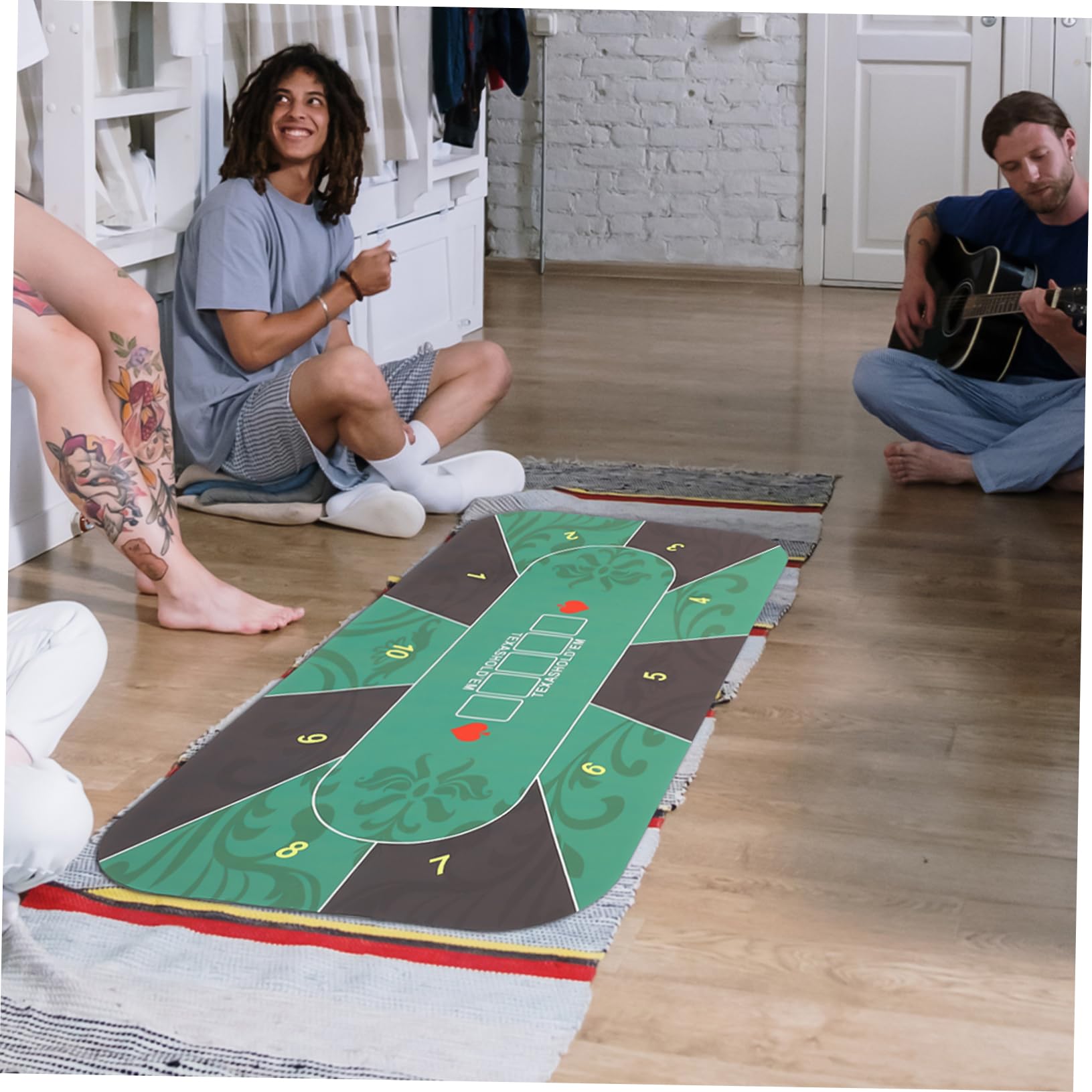 Quadratische Tischdecke aus Grünem Gummi rutschfeste Pokermatte und Pokerkissen Rechteckige Universalmatte für Pokertische für Familienspiele und Rollenspiele Leicht