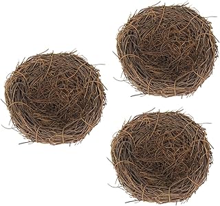 Yardwe 18 pcs Woven Rattan Bird Nest Bird nest Model Fake Bird nest Hummingbird Nesting Material Glass Decor Hummingbird Decorations Terrarium Decorations Artificial Birds nest DIY nest