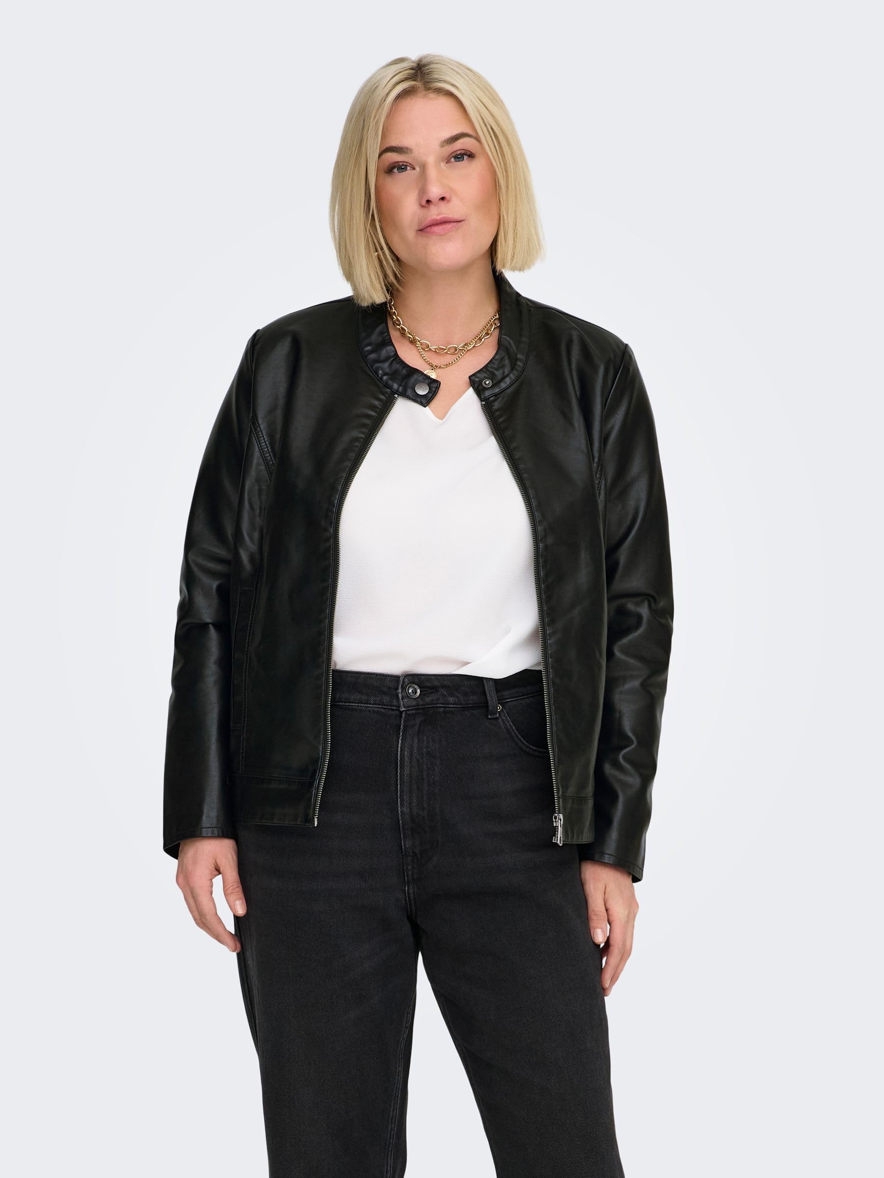 ONLY Carmakoma Carrobber - Chaqueta de piel sintética para mujer, Negro, 44
