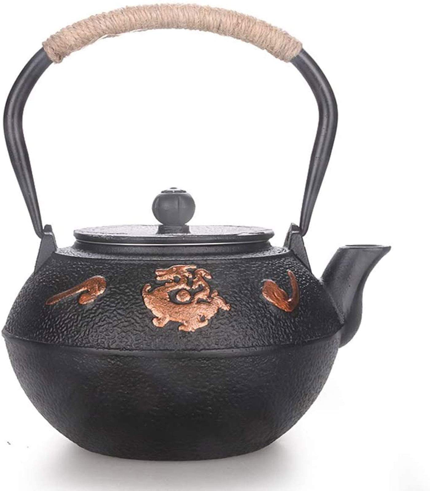 MGEMJMJ 1200ML Handmade Japanese Cast Iron Teapot With Stainless Steel Infuser, Antique Tetsubin Tea Kettle For Loose Leaf Tea, Black