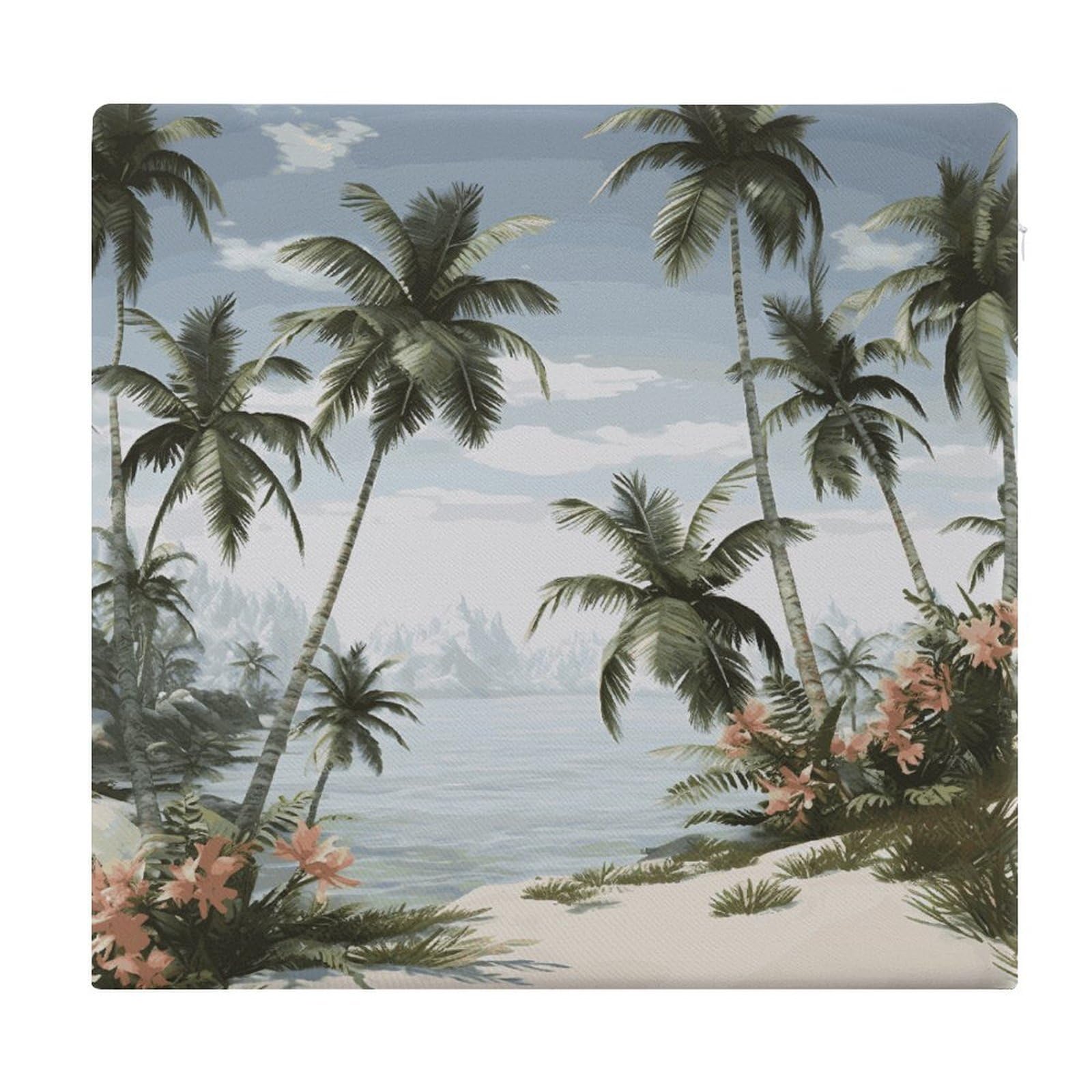 LDGSUPH - Tropical Palm Tree Seat Cushions for Office Chair Square Cushions Soft Floor Cushions Comfy Memory Foam Cushion Cushions for Home Travel Chair