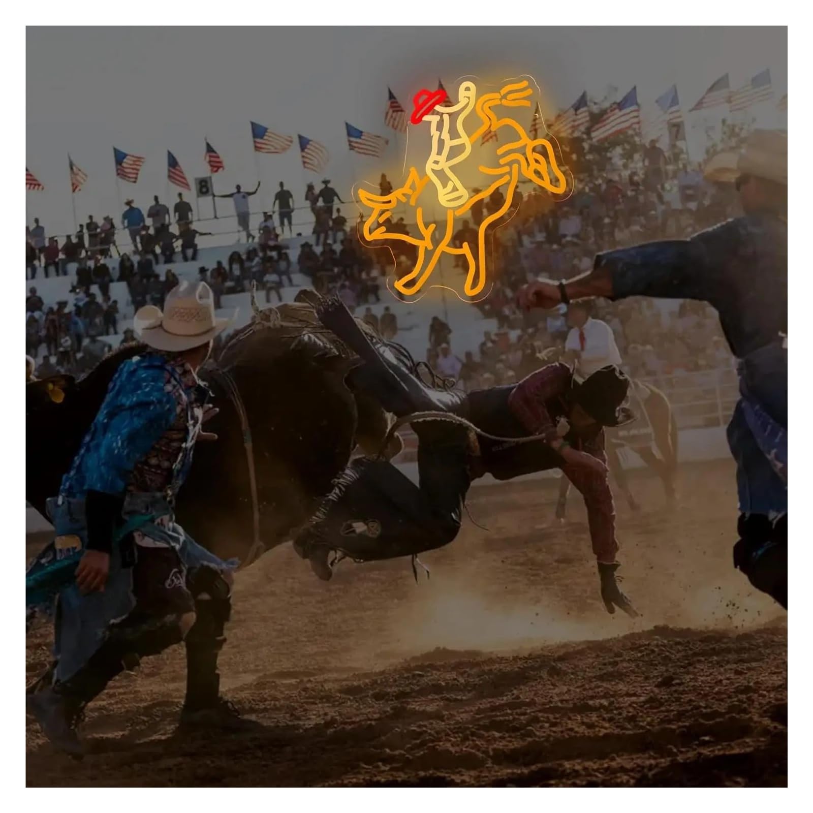 LED néon signe Rodeo – Panneau Néon USB, Lumière LED À Intensité Variable, Pour Bar, Fête D'anniversaire, Salle De Jeu, Décorations Chambre Coucher 12.3x10.3in