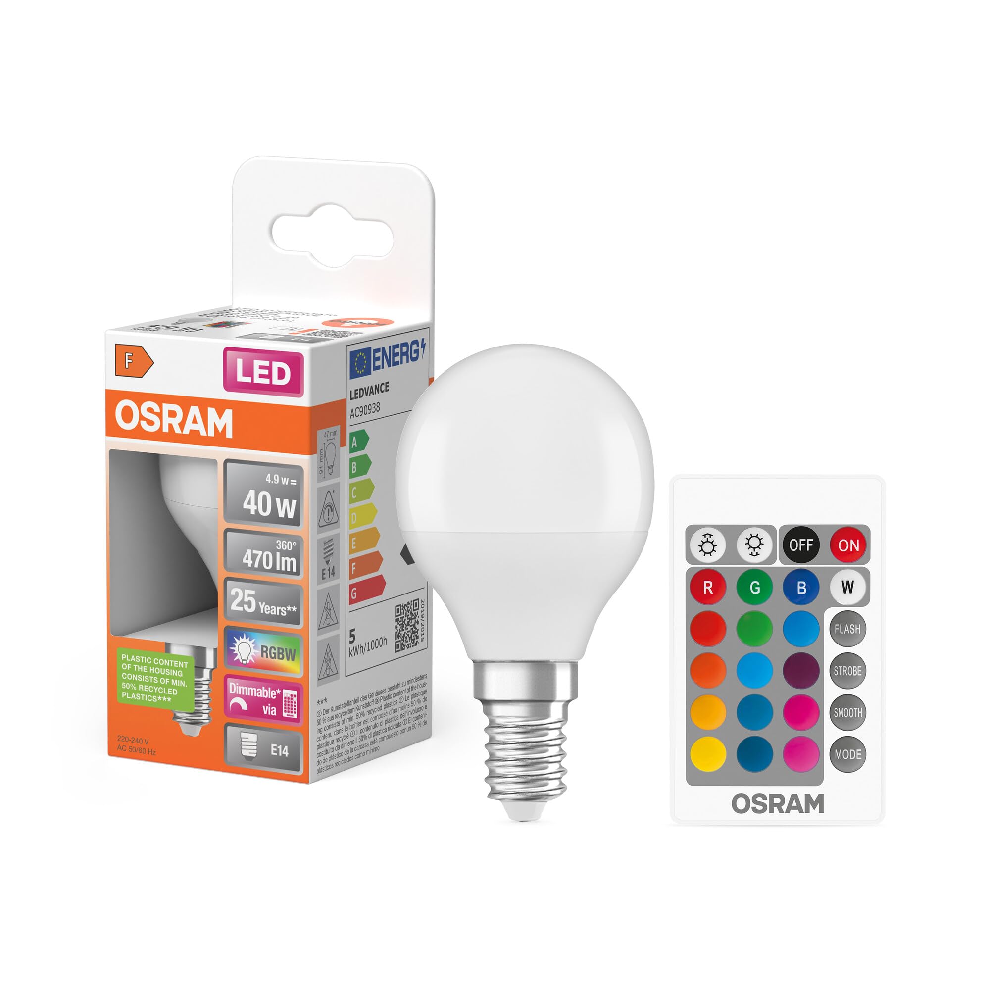Foco LED Vela E14 4W Blanco Cálido 2700K, Equivalente A 40W, De Dewan Store