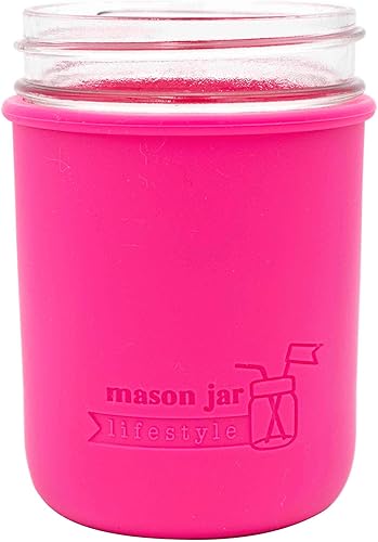 Miniatura 4 de Mason Jar Lifestyle - Pinta de boca ancha de silicona de 16 onzas para proteger la pelota, Kerr y tarros de conservas (rosa baya, paquete de 2)