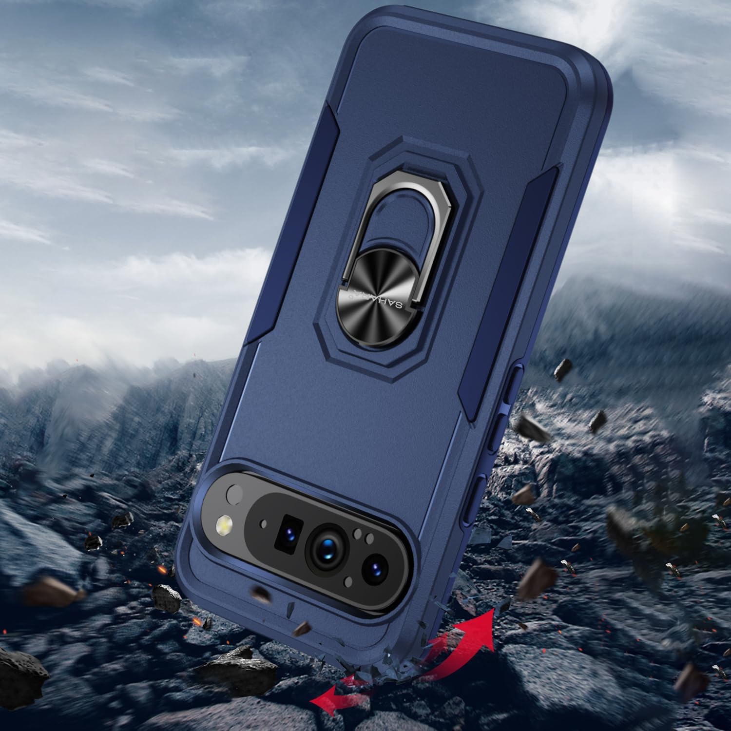 SaharaCase Raider Series Heavy-Duty Kickstand Case for Google Pixel 9 Pro XL - Triple-Hardened TPU and Rubber Materials, Heavy-Duty Design, Built-in Kickstand (Desert Blue)