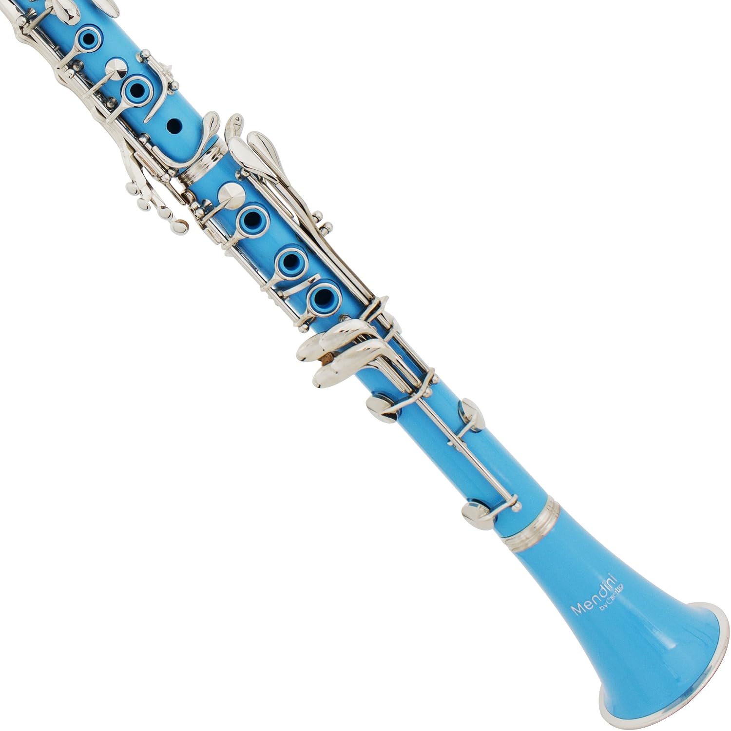 Mendini MCT-SB+SD+PB+92D Sky Blue ABS B Flat Clarinet with Tuner, Case, Stand, Mouthpiece, 10 Reeds and More