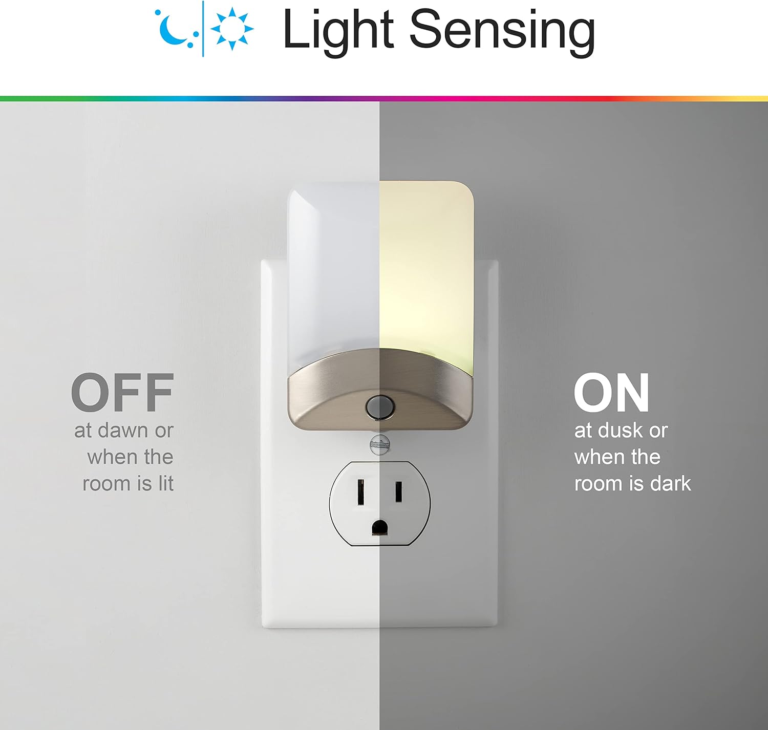 GE Color-Changing LED Night Light, 1 pack, Plug Into Wall, Dusk to Dawn Sensor, For bathroom, Childrens Room, Nursery, Safety Rated, Brushed Nickel, 34694