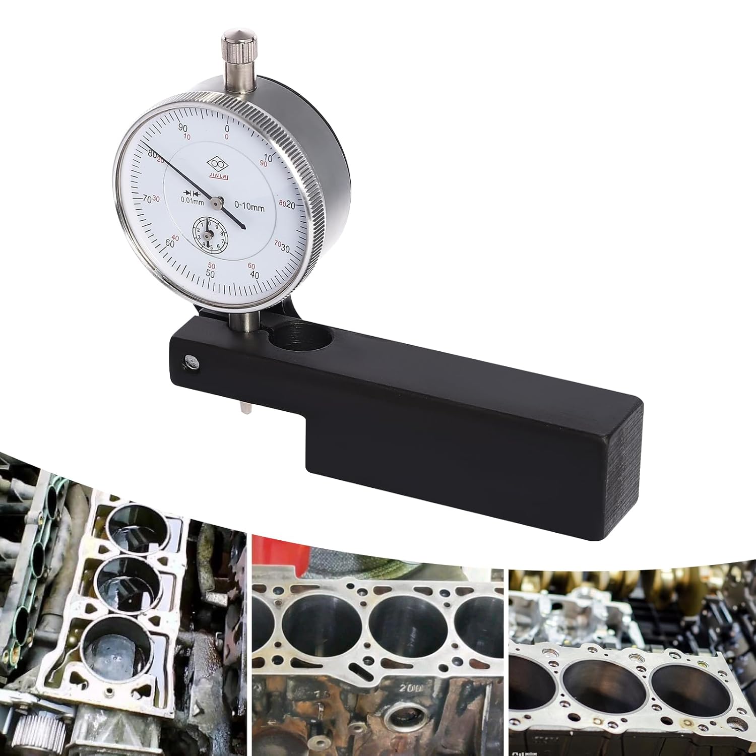 6434 Cylinder Liner Protrusion Measurement Tool, 0-0.39in Dial Indicator 0.00039in Resolution Steel Measuring Tool for Diesel Engines Mechanics Workshop
