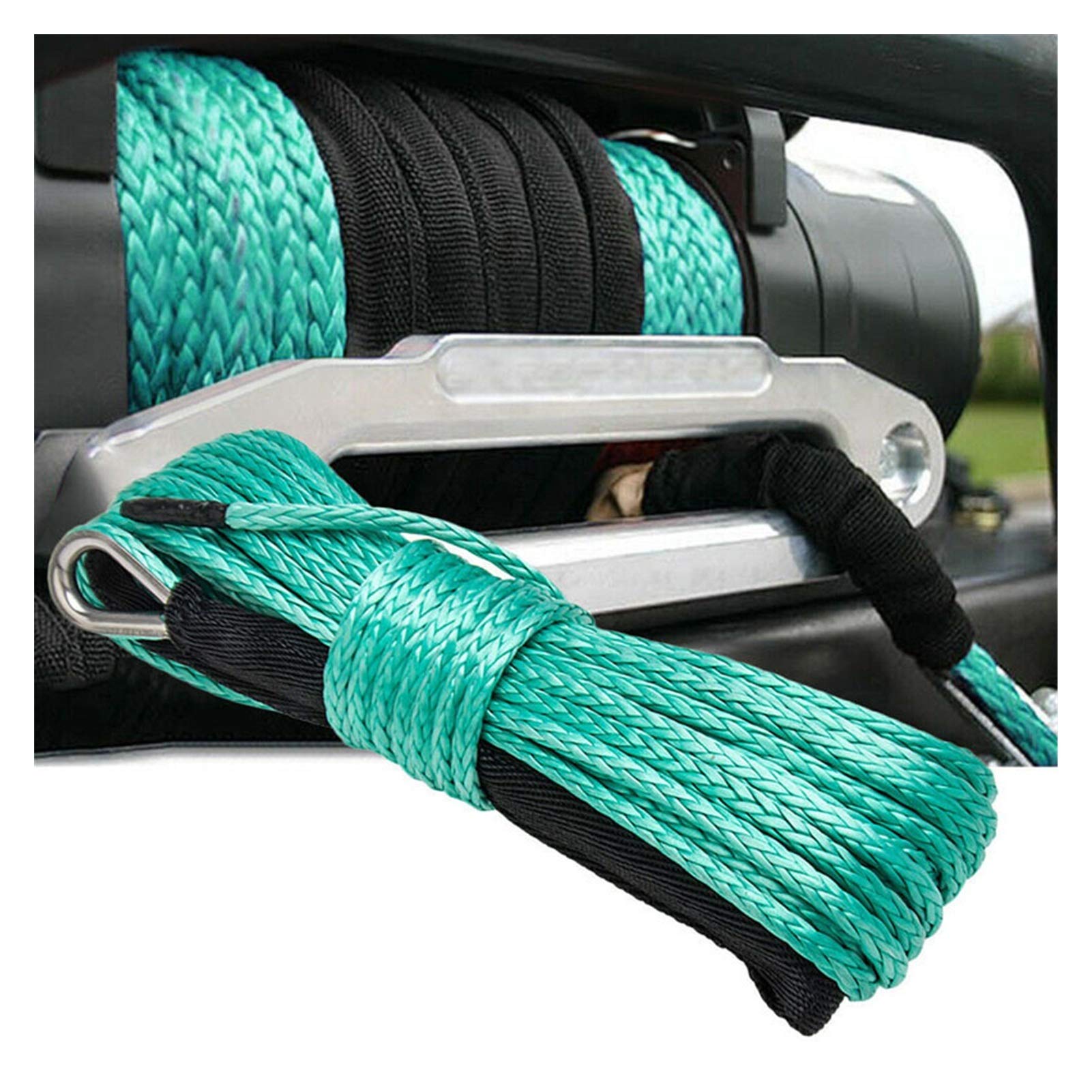 Zklgs 1/4*50 Winch Rope, Rescue Rope Car Off-Road Vehicle Emergency Trailer Rope Polyethylene Synthesis Winch Rope Ultra High Molecule(/4 * 50)