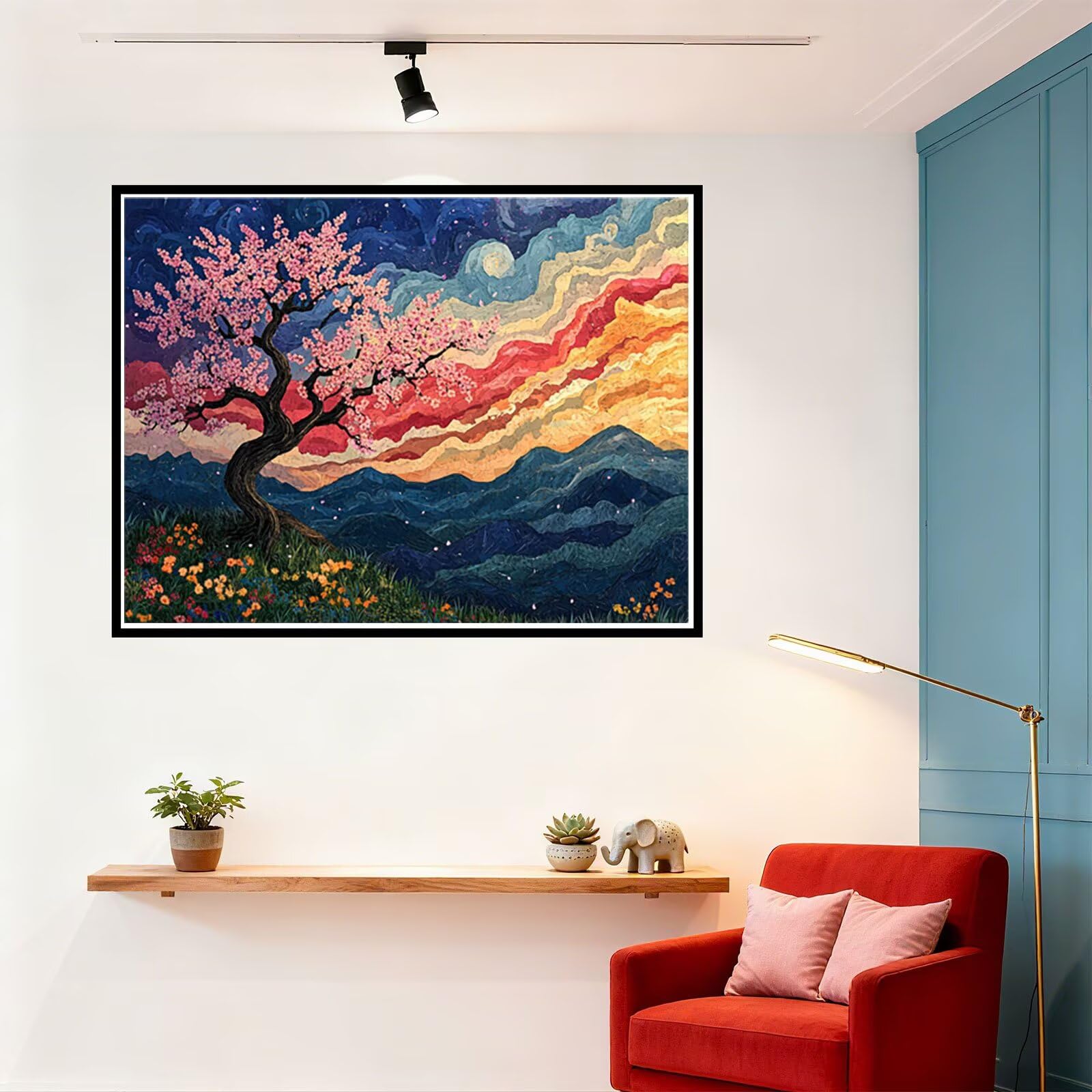 Baum Malen Nach Zahlen Erwachsene Landschaft Malen Nach Zahlen Kinder ab 7, DIY Set Erwachsene Bastelsachen Kreativ Set für Kinder Geschenke für Männer, Weihnachten Halloween Deko 60x80cm H - 724