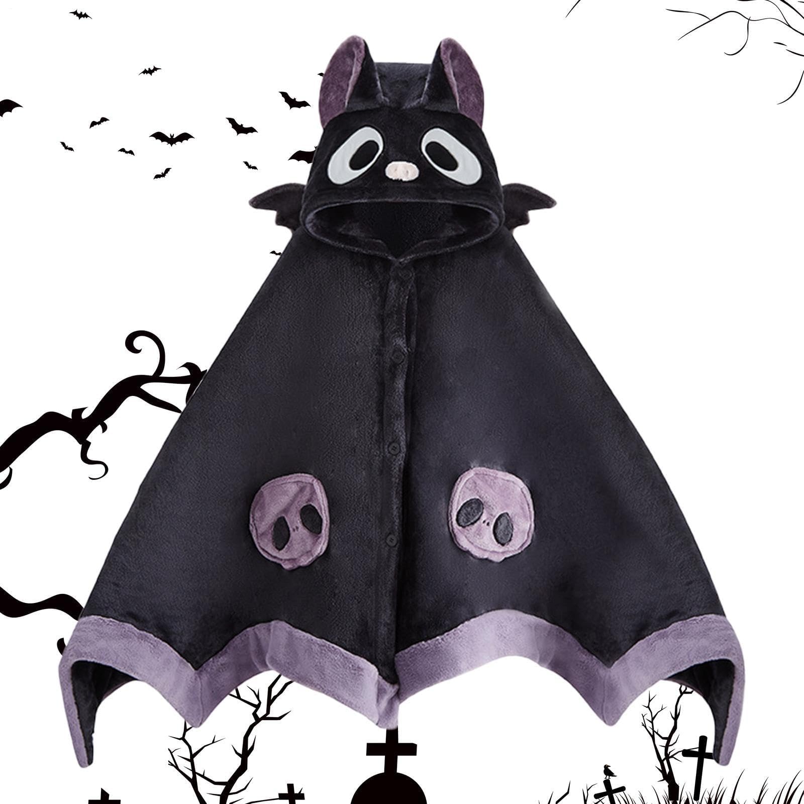Kreskówkowa nietoperzowa koc z kapturem do noszenia na Halloween i cosplay