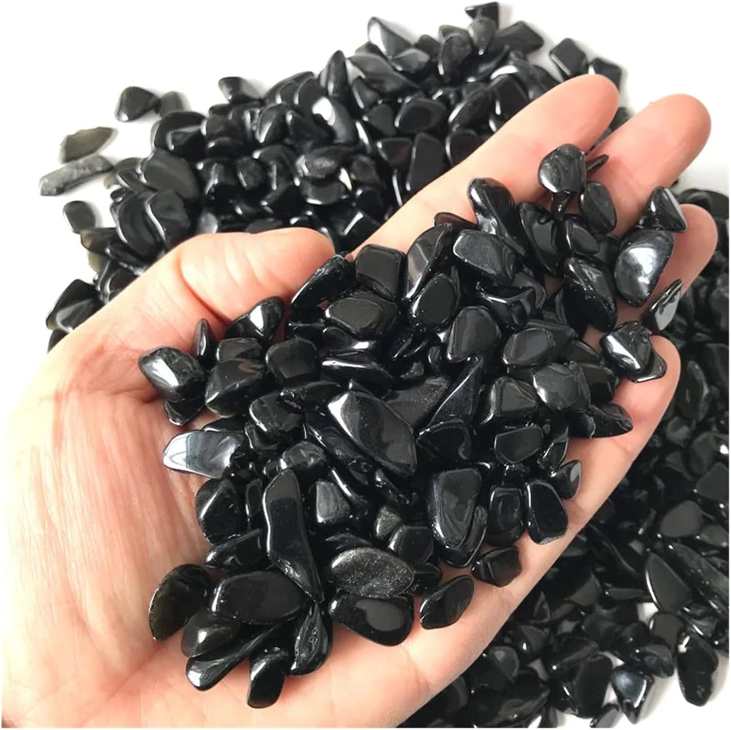 3 Size 100g Natural Black Obsidian Quartz Crystal Gravel Degauss Purification Natural Stones and Minerals Fish Tank Stones(100g 9-12mm)