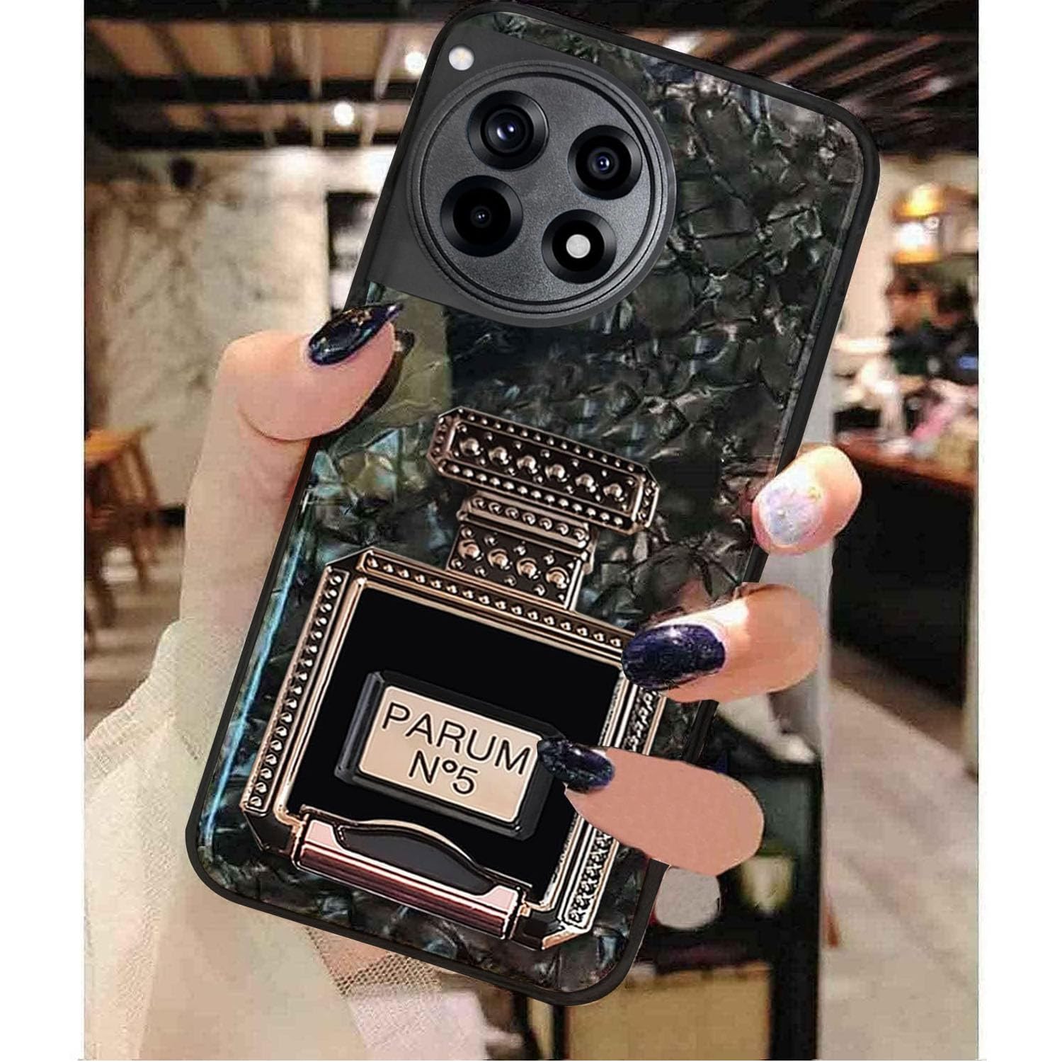KC Back Cover for Oneplus 12R 5G, Glitter Dream Shell Perfume Bottle Stand Holder Soft Silicone Semi Transparent Camera Protection Case (Black) (B0D2P1WTG6) Amazon Price History, Amazon Price Tracker