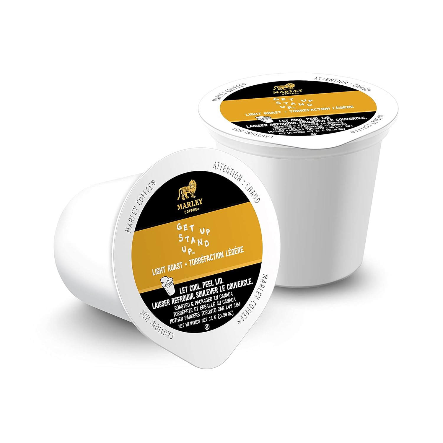 Marley Coffee Get Up Stand Up, Fairtrade Certified, Light Roast Coffee, Keurig K-Cup Brewer Compatible Pods, 12 Count (Pack of 6)