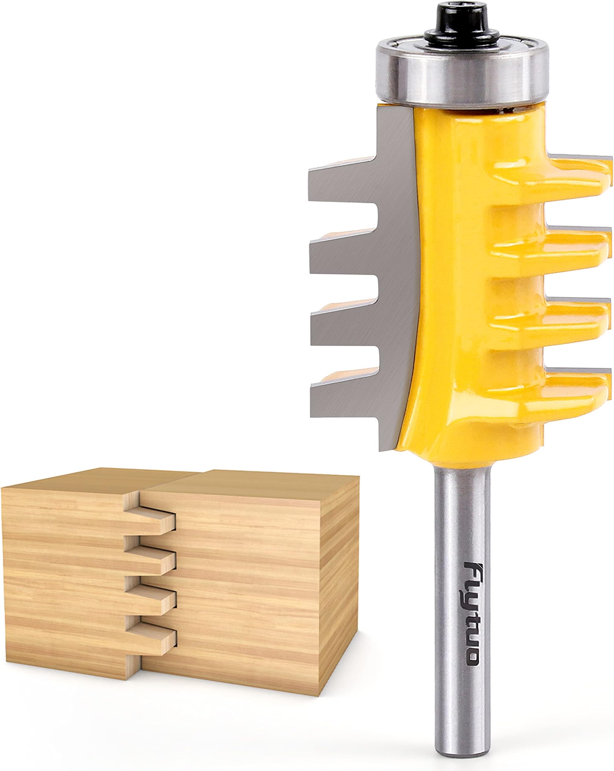 Reversible Finger Glue Joint Router Bit 1/4 Shank, Bearing Finger Woodworking Joint Router Bit Set for for DIY Door Table Cabinet Shelve Furniture