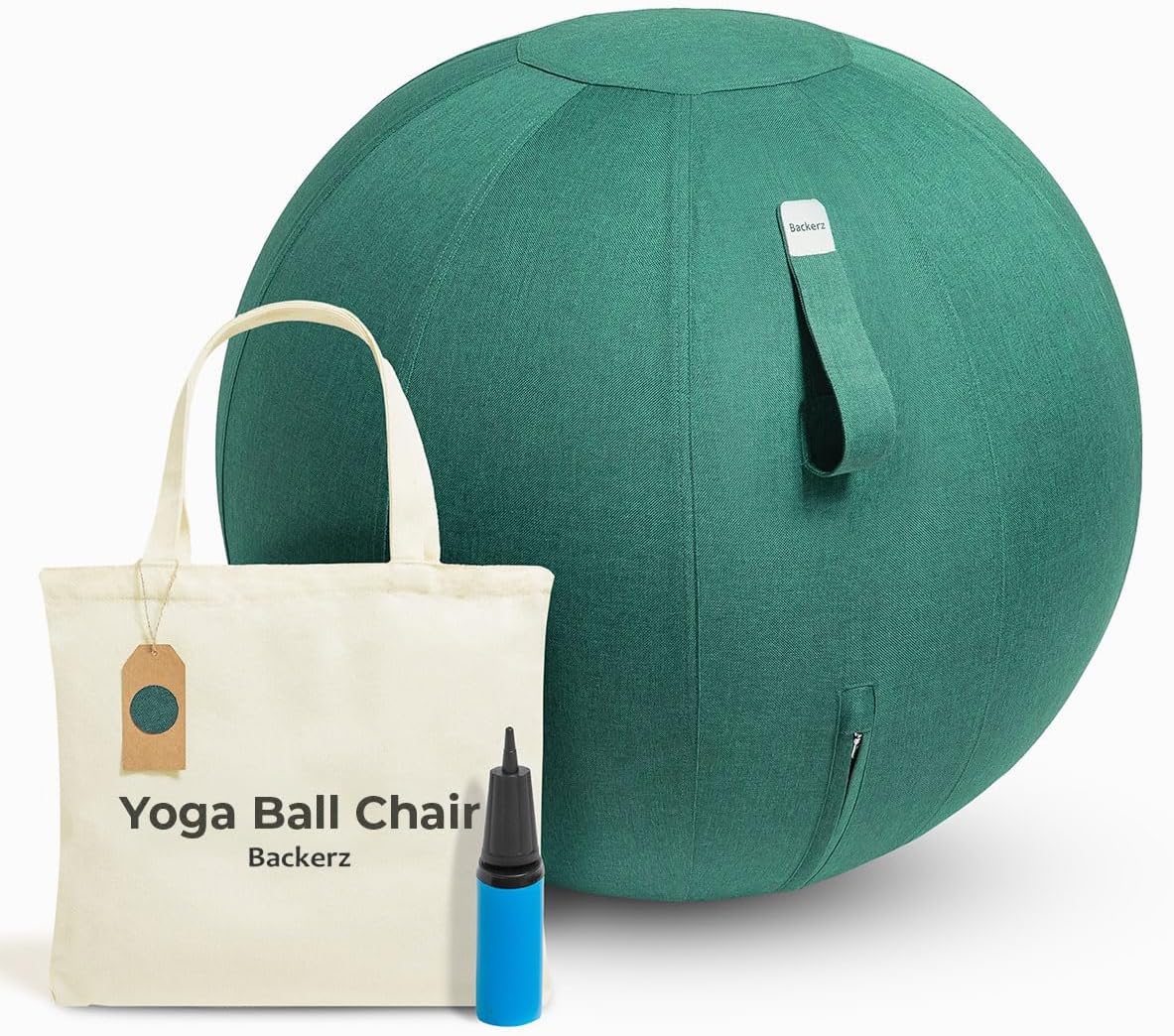 Balance Ball Chair for Office & Home – Ergonomic Exercise Ball for Posture & Back Pain Relief, Yoga Ball Chair – Sitting Ball with Washable Linen Cover – 25.5 in