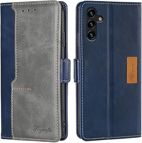 liancang Funda para teléfono celular Samsung Galaxy A13 5G, funda de tarjeta con tapa de colisión de color prémium para Galaxy A13 5G (azul y gris)