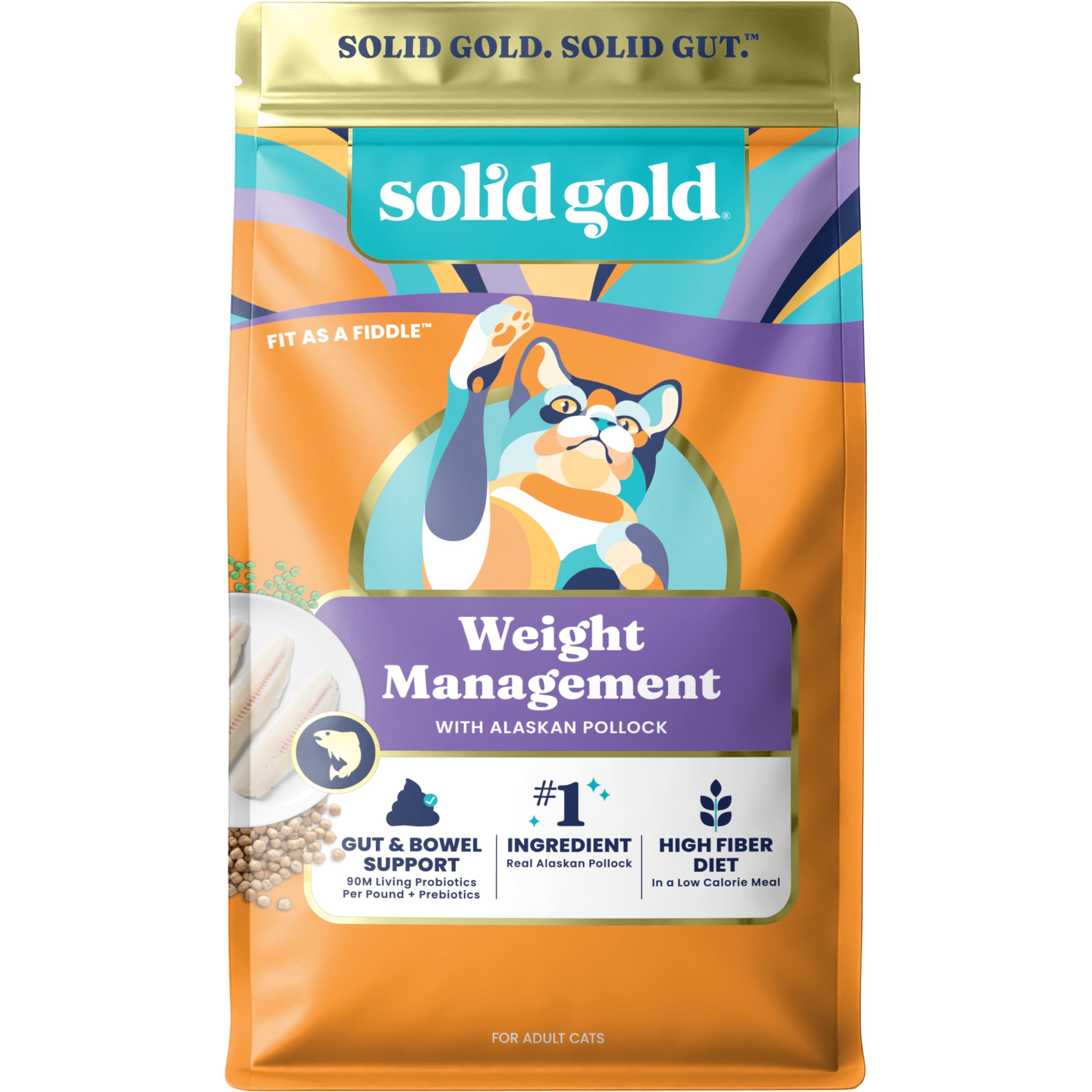 Weight Management Cat Food for Adults - Grain Free & Gluten Free Dry Cat Food Indoor & Outdoor Recipe for Healthy Weight w/Alaskan Pollock & Probiotics for Gut Health & Digestion - 3 LB