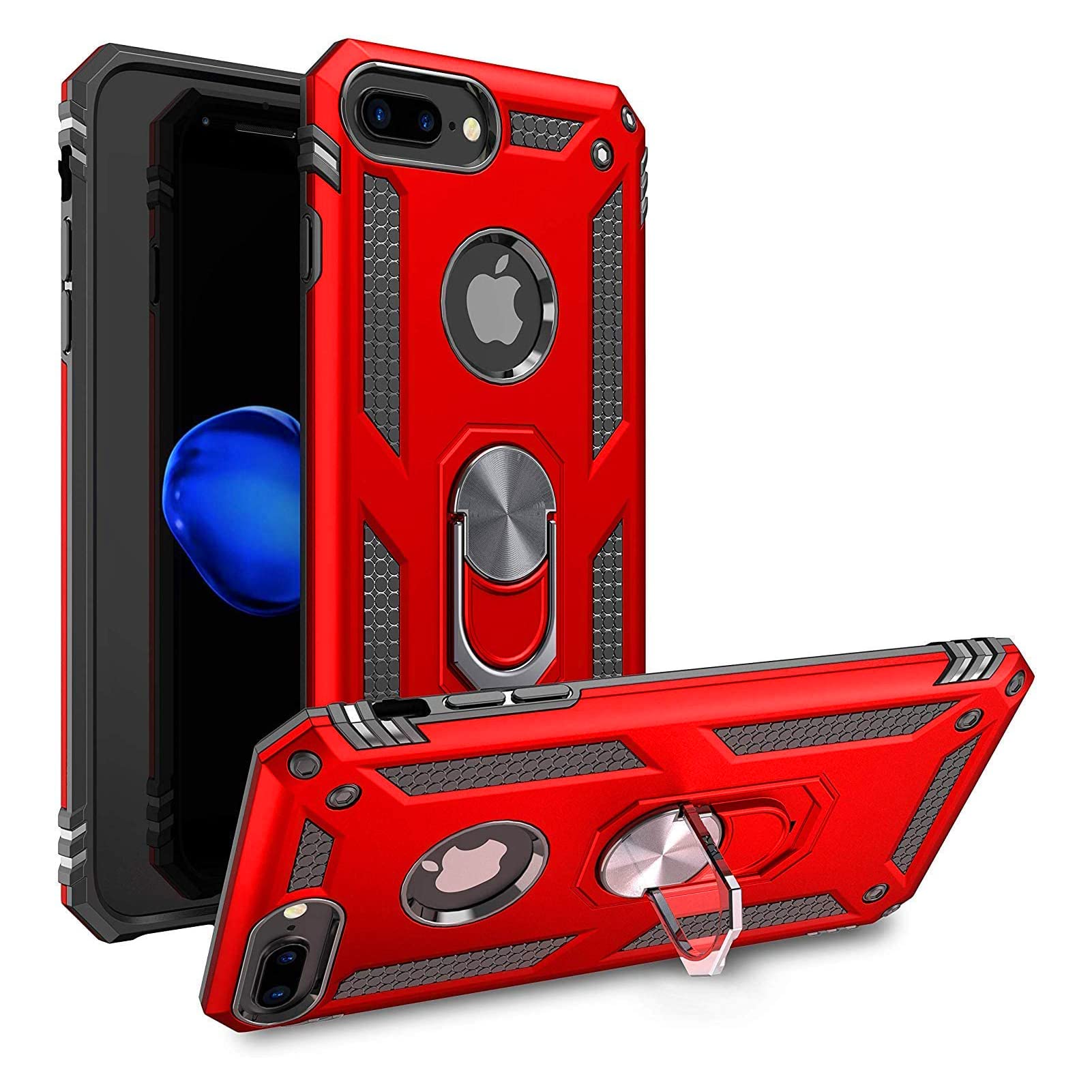 MaMahome 236PC iPhone 7 Plus Case | iPhone 8 Plus Case, [Military Grade Drop Protection]. Drop Test Case|Stand|Compatible with Apple iPhone 8 Plus/iPhone 7 Plus - Red (CASE-IP-B21)