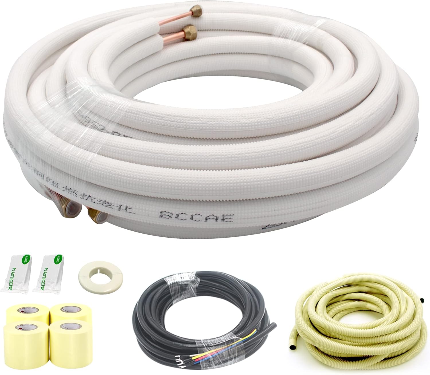 33 Ft Mini Split Line Set,Air Conditioning Copper Tubing Pipe Extension,1/4″ & 3/8″ 3/8″ PE Thickened for AC and Heating Equipment Insulated with Nuts. (1/4+3/8) 33 Ft Mini Split Line Set,Air Conditioning Copper Tubing Pipe Extension,1/4″ & 3/8″ 3/8″ PE Thickened for AC and Heating Equipment Insulated with Nuts. (1/4+3/8)