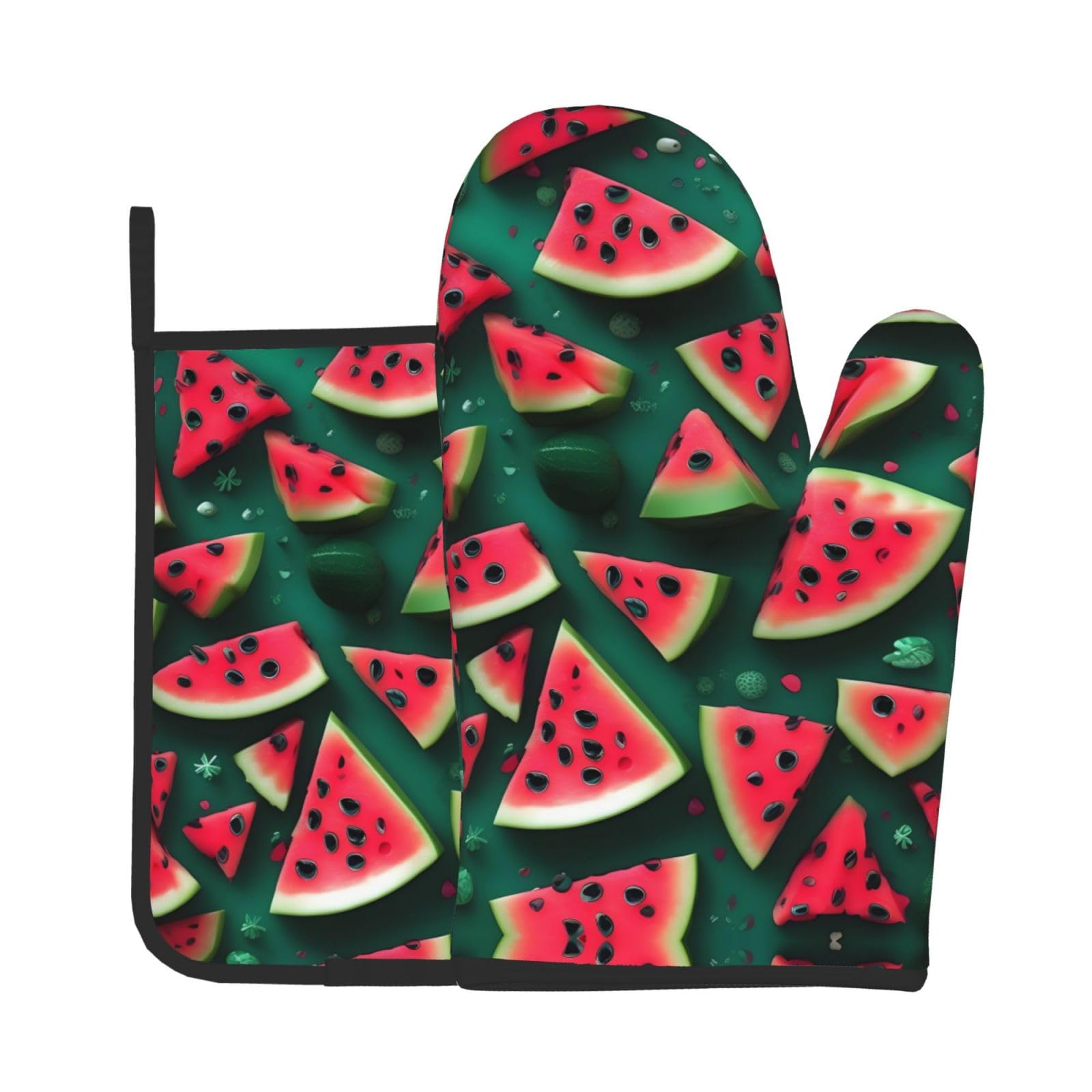 Oven Mitts and Potholders Set of 2 for Kitchen Baking Cooking GrayDream Watermelon Thick and Durable