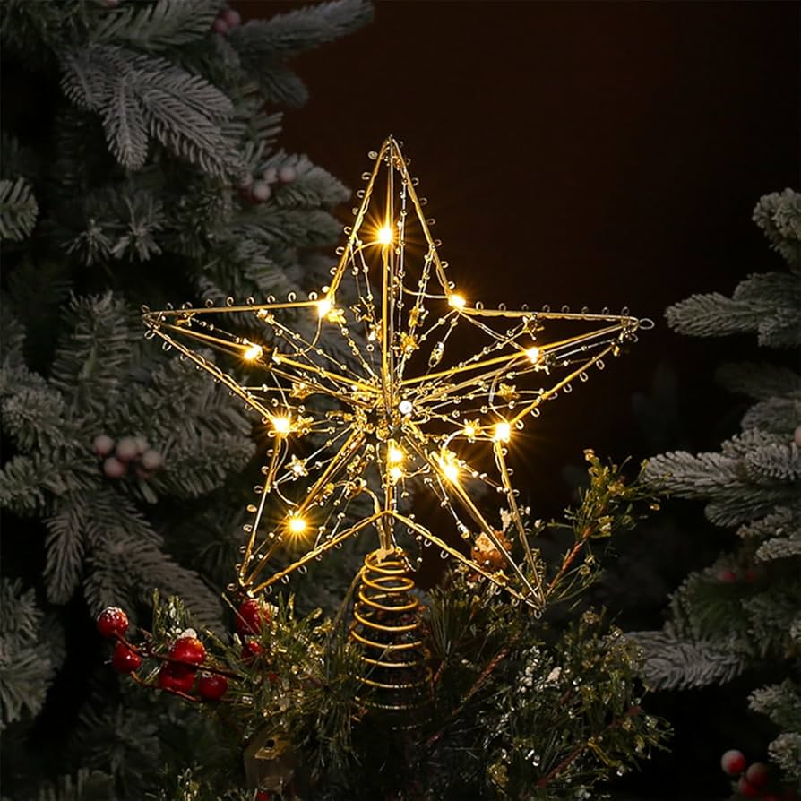 Amazon.co.jp: クリスマスツリートッパー LEDライト付き 9.75インチ