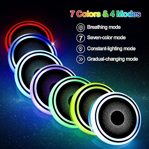 Miniatura 3 de 2 luces LED para portavasos de automóvil, recargable con 7 luces que cambian de color, portavasos de inserción, accesorios de automóvil para