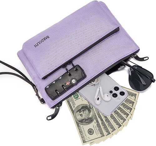 Miniatura 8 de Bolsa de dinero con cerradura, bolsa de accesorios de bloqueo de doble capa para hombres y mujeres, bolsa bancaria, pasaportes, suministros