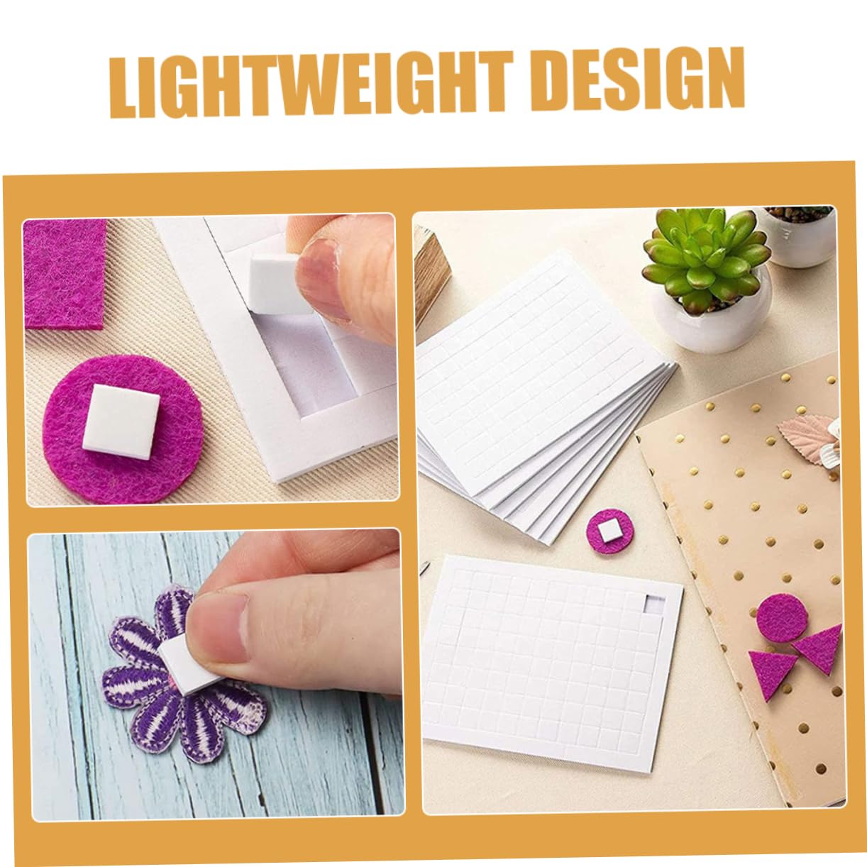 Operitacx Double-Sided Foam Squares Tape 8 Pack 6x6mm Adhesive Foam Sheets for DIY Crafting School Projects