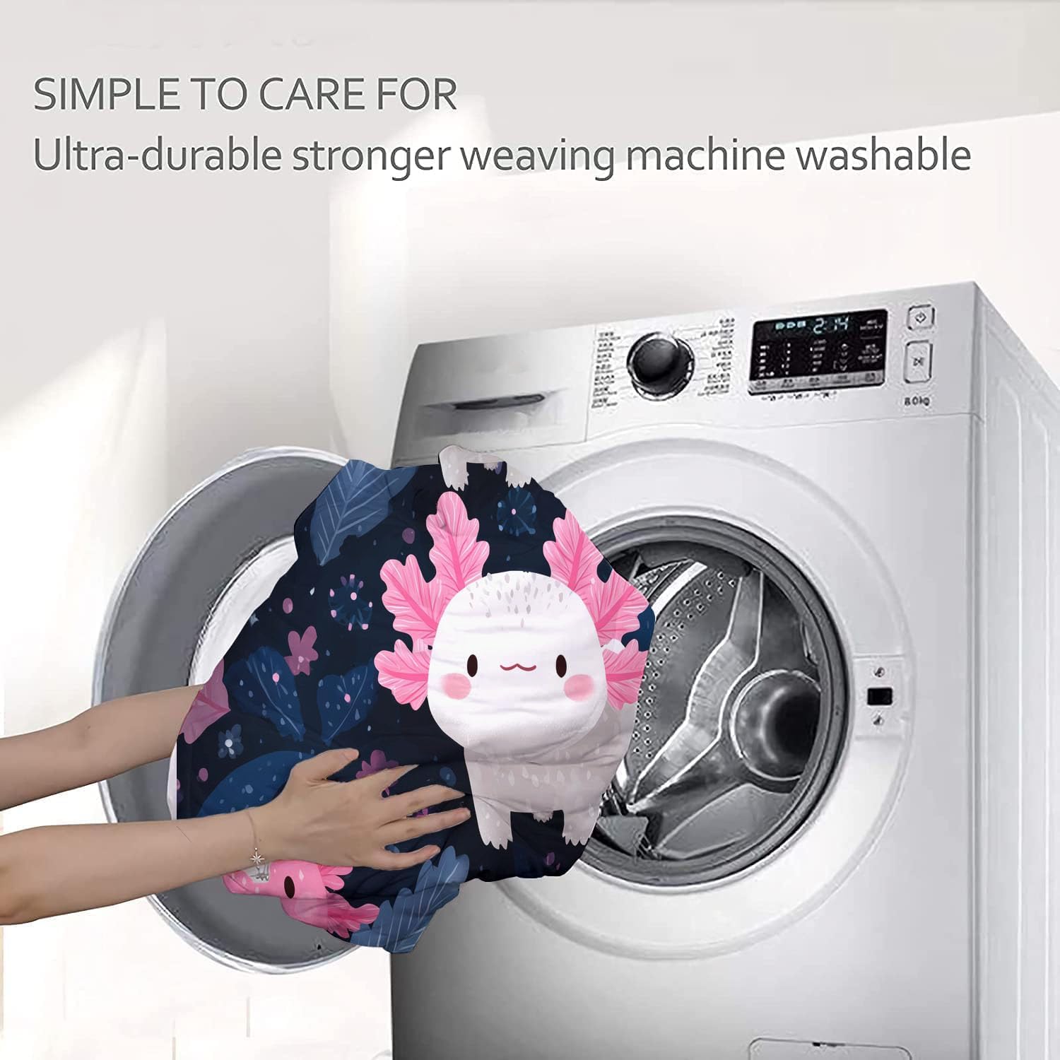 3D Axolotl Comforter Set Twin Size Bedding Set Hand Drawn Animal Illustrations All Season Down Comforter Printed Quilted with 2 Pillow Shams for Kids, Teens, Adults 68 x 86in Pink