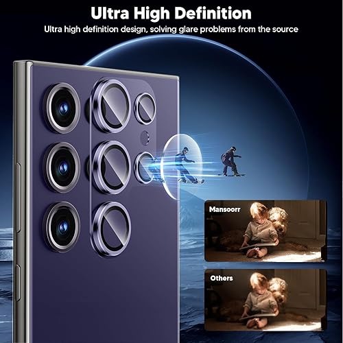 Miniatura 10 de Mansoorr Protector de lente de cámara para Samsung Galaxy S24 Ultra, protección completa absorción de gran fuerza Protector de pantalla de cristal