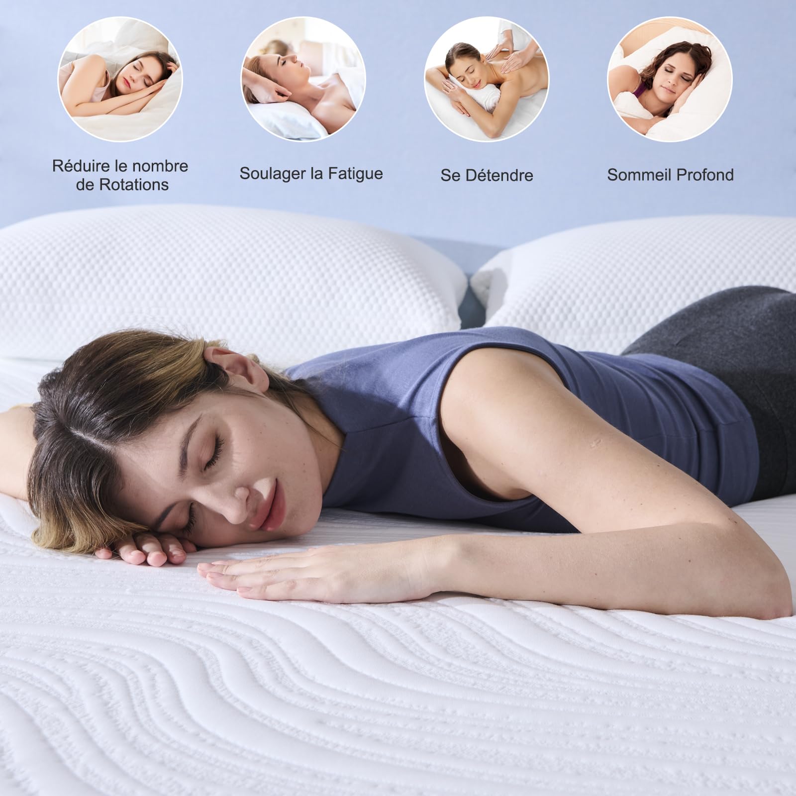 Hiimgo Matelas 160x200 Orthopédique Antibactérienne et Soutien Parfait 7 Zone Hauteur 20 cm Haute Densité éponges Réversible Mémoire de Forme Matelas(160x200x20)