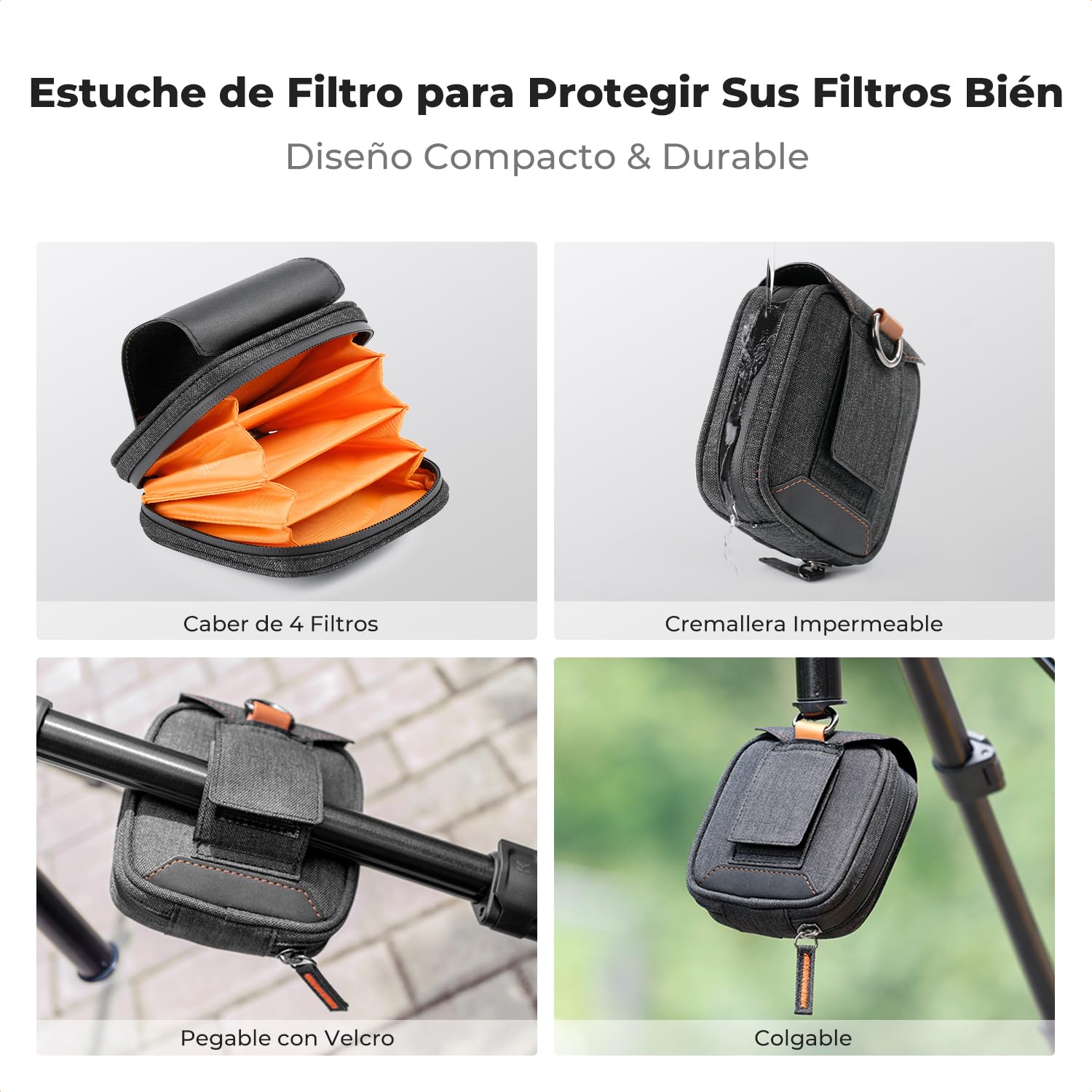 K&F CONCEPT Nano-Xcel Pack de Filtros Magnéticos 72mm GND8+ND8+ND64+ND1000+Anillo de Adaptador Magnético