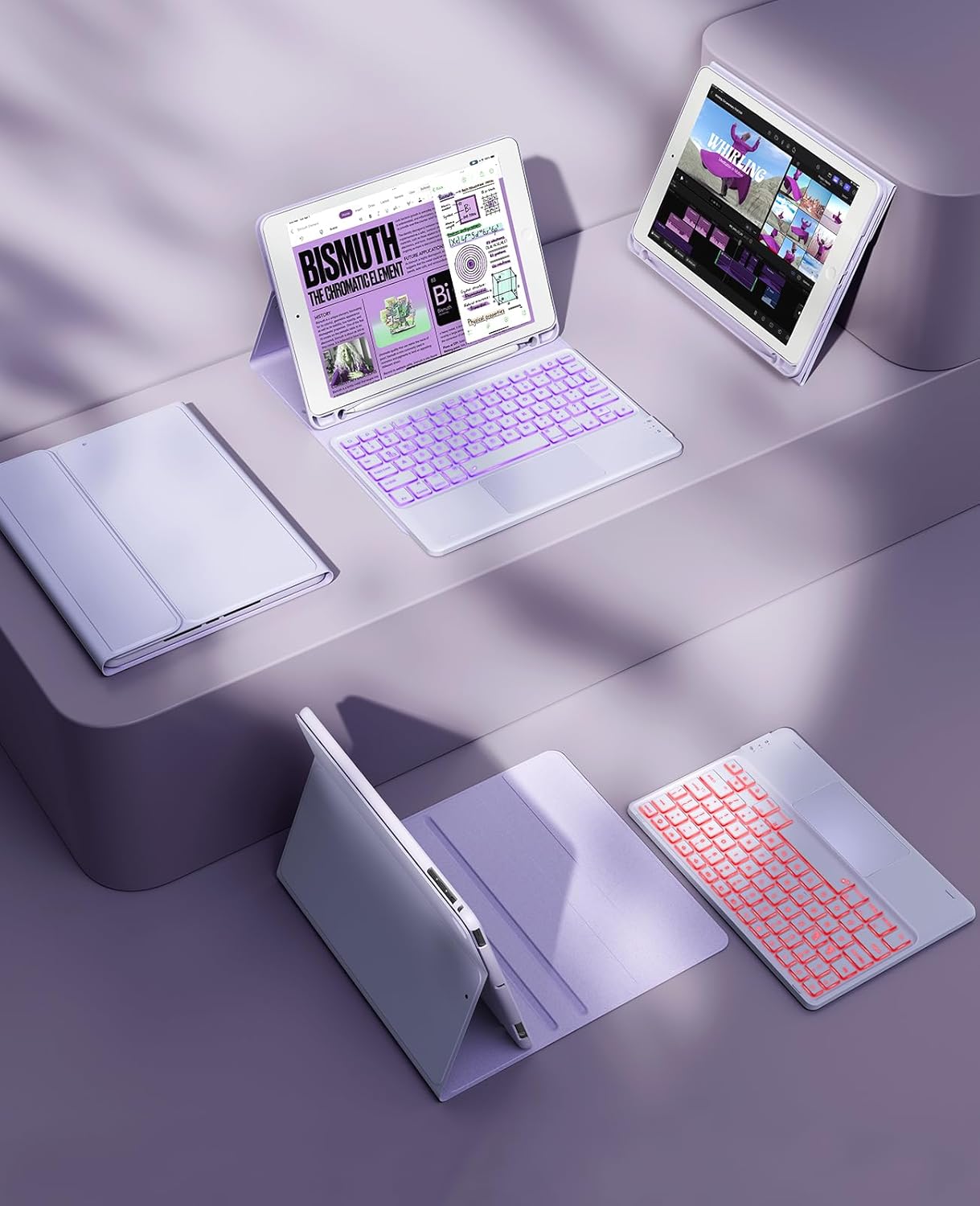 GreenLaw Keyboard case for iPad 9.7 inch, iPad 6th Gen (2018), iPad 5th Gen (2017), iPad Air 2 (2014), 7 Color Backlit, Support 2 BT Devices, Touchpad Keyboard iPad Pro 9.7, Purple For iPad 9.7 inch Purple