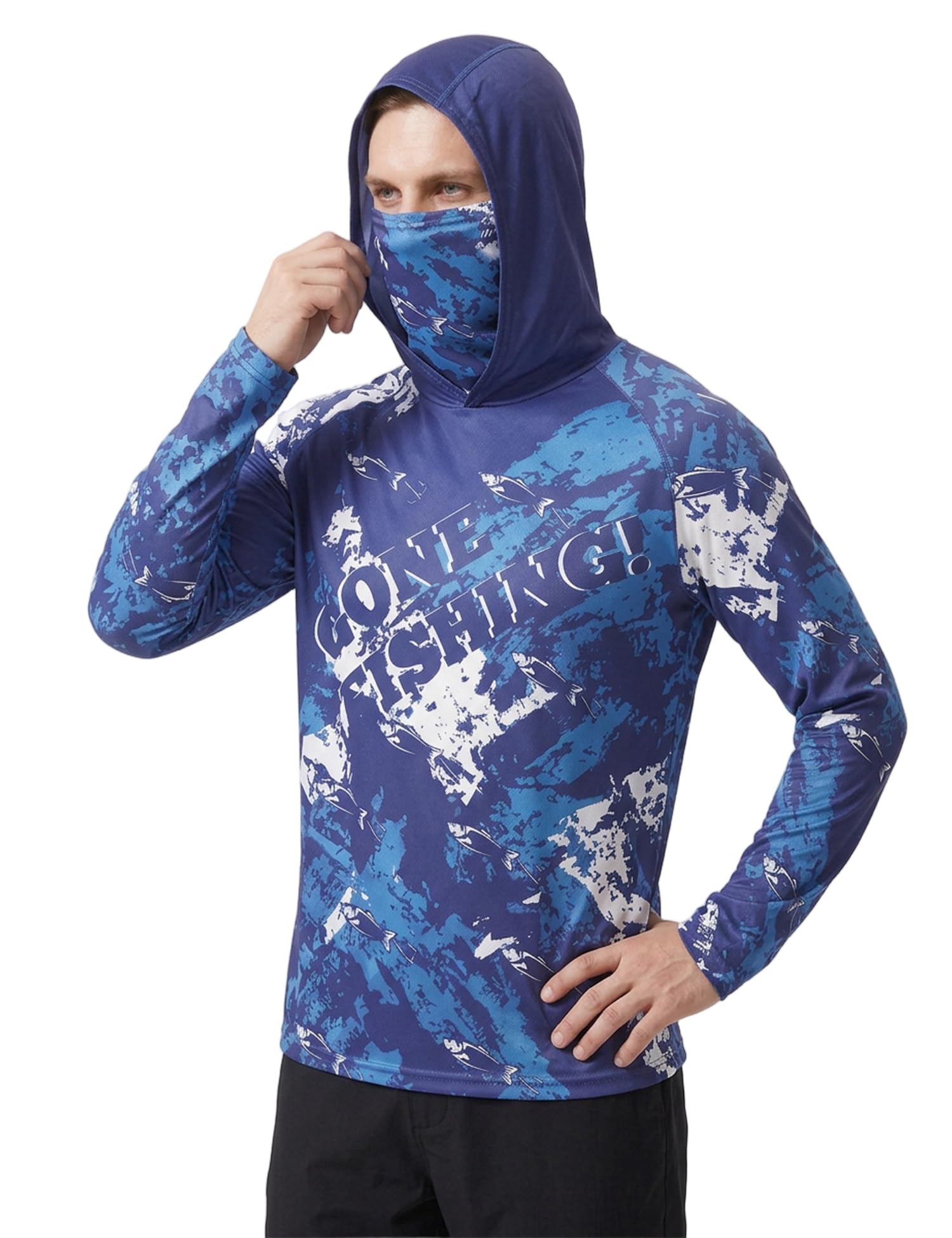 Men's Cooling & Quick-Dry Sun Protection Jacket UPF 50+All-Over Print & Tie-DyeEco Fabric for Fishing, Camping, Urban Outdoor Blue-image-9