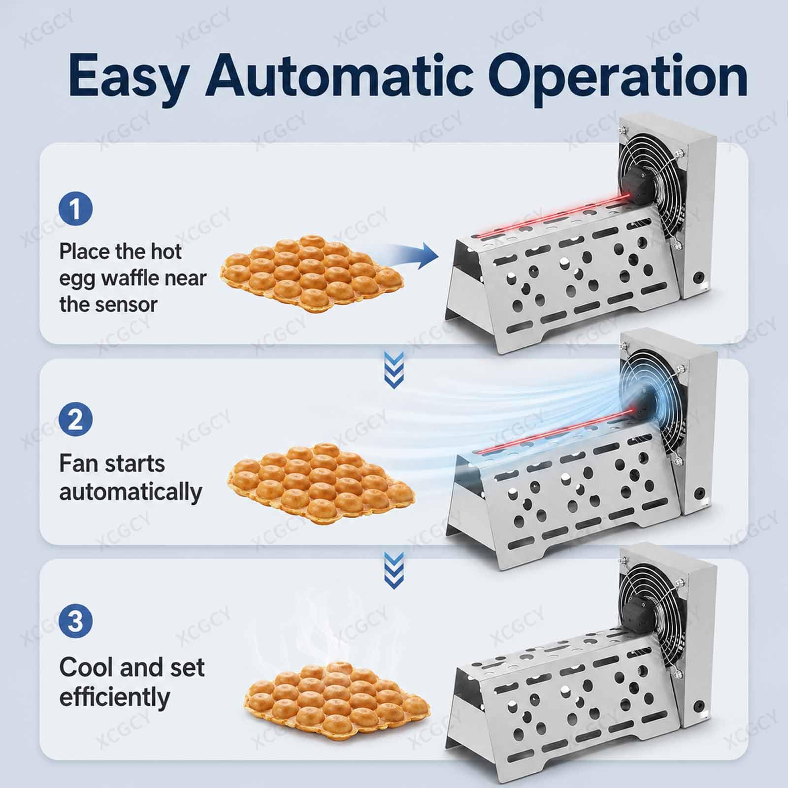 Ventilatore Automatico per Waffle, Ventola Elettrica di Raffreddamento per Waffle, Sensore Automatico 30 W, Refrigeratore da Banco in Acciaio Inox per Waffle Freschi E Snack Bar