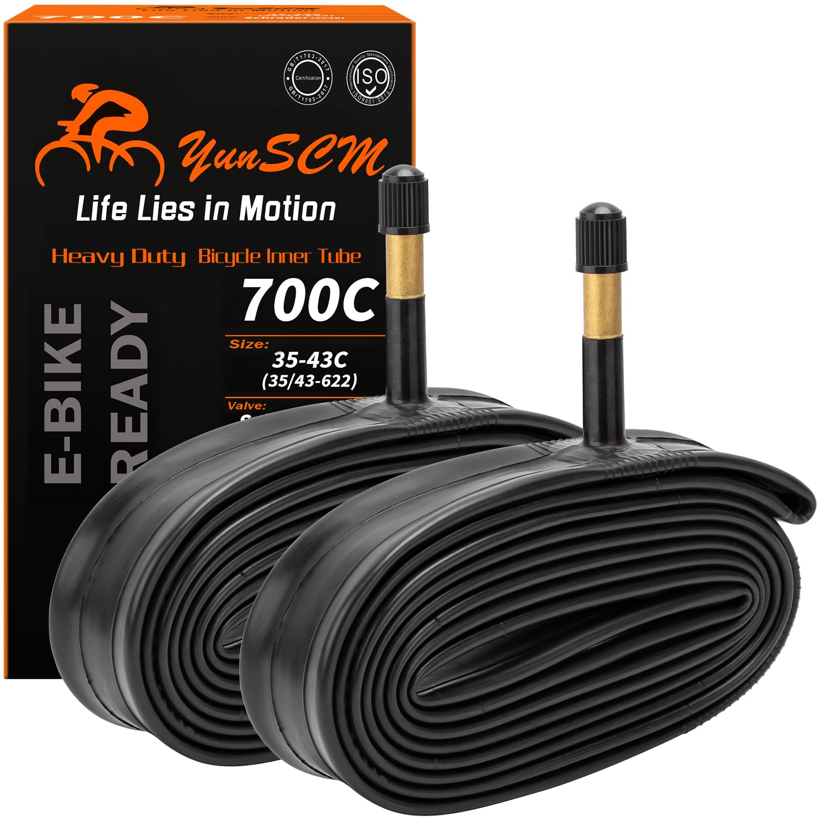700C Heavy Duty Bike Tubes 700x35C/38C/40C/43C AV48 Schrader Valve (35/43-622) 700C Bicycle Inner Tubes Compatible with 700x35C 700x36C 700x37C 700x38C 700x40C 700x42C 700x43C Bike Tire Tubes 2-PCS