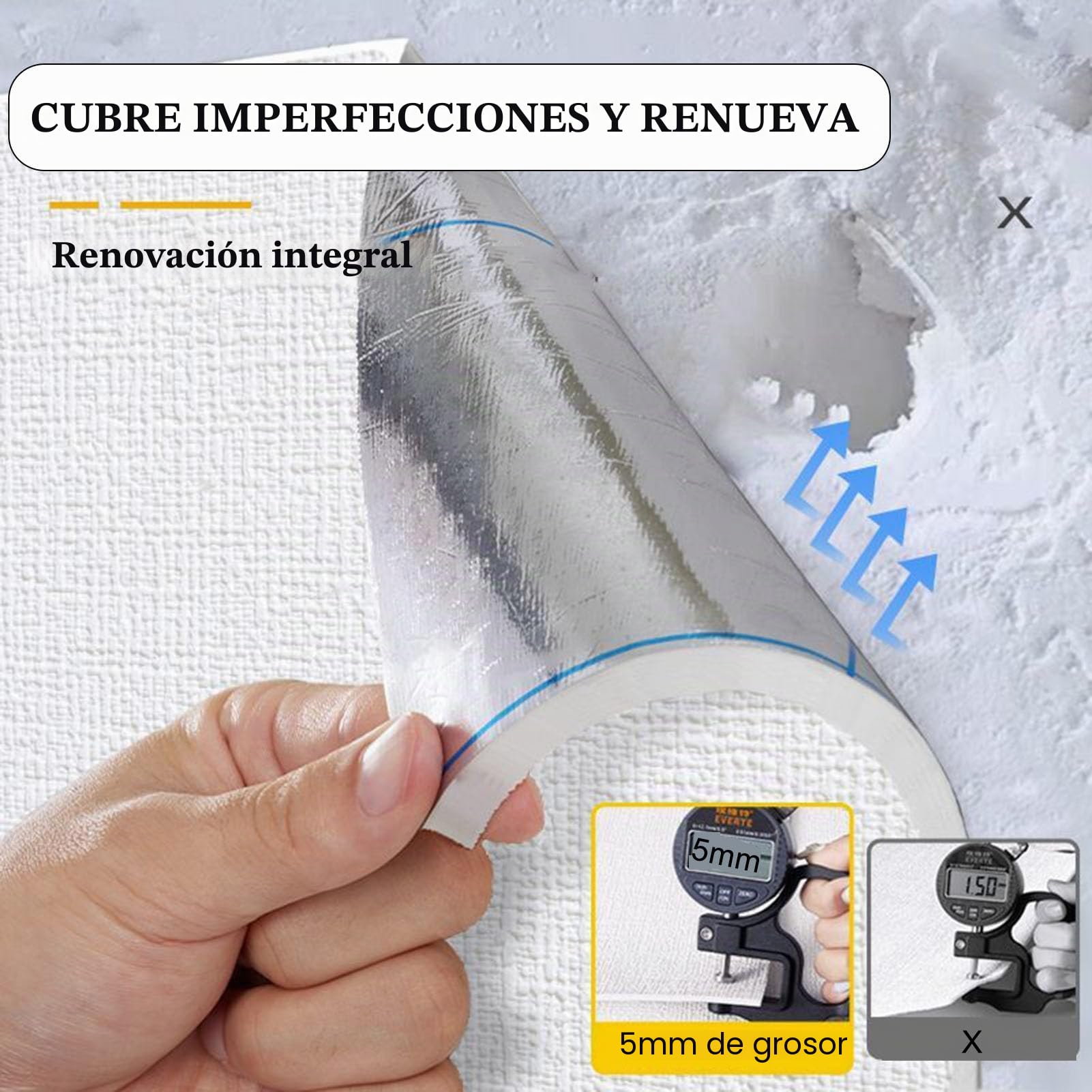 Genérico Papel Pintado Aislante Autoadhesivo De 9 Mm De Grosor,Papel Pintado Aislante para Paredes Interiores,Impermeable Resistente a La Humedad,Protección Decoración De Paredes,Amarillo,50x280cm