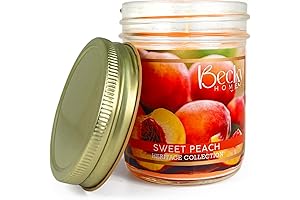 Sweet Peach Scented Jar Candle | 8oz Rustic Home Decor