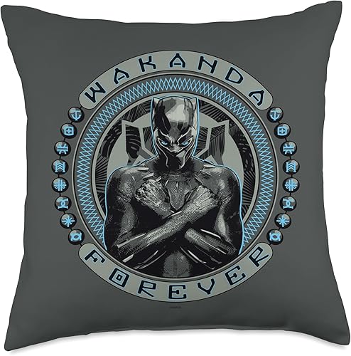 Marvel Black Panther T'Challa Wakanda Forever - Almohada (18.0 x 18.0in), multicolor