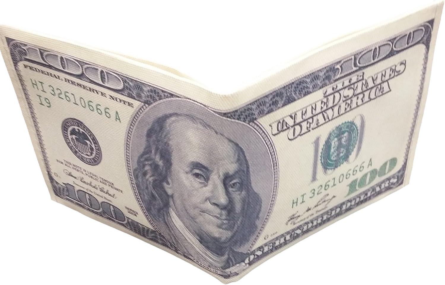 pmw - 100 Dollars Currency Notes Printed Design Canvas Wallet Slim Purse Bi-Folded - 1