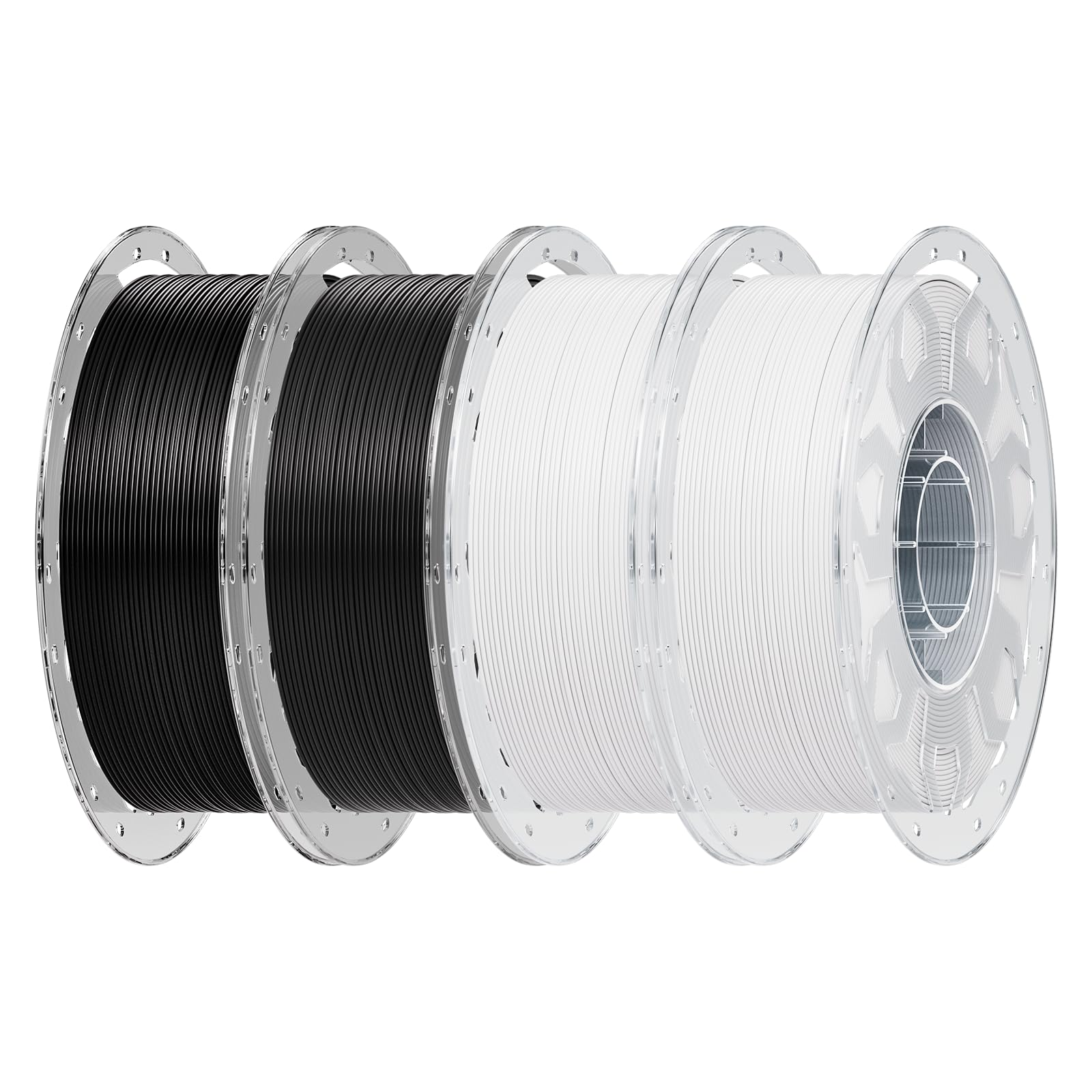 Creality PLA 3D Printer Filament 1.75mm, 2 Black &amp; 2 White, 4 kg